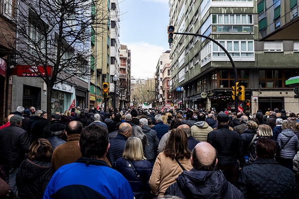 Demonstration in defence of pensions in Gijón (March 2018). Photo: David Álvarez López (CC BY 2.0). Elcano Blog