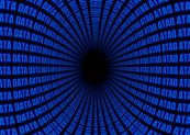 Is the data, and democracy. Wormhole simulation with the word data. Photo: geralt (Pixabay)