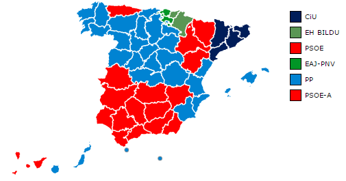 Anti-establishment parties make big gains in Spain’s elections. Aggregate election results by province.