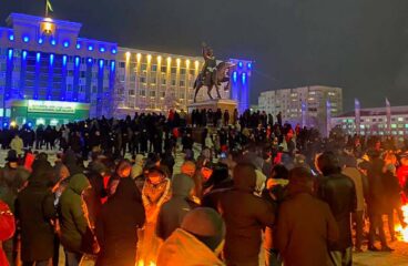 Kazajistán: ¿la llave del mundo?. Protestas en Aktobé (Kazajistán) de 2022. Foto: Esetok / Wikimedia Commons (CC BY-SA 4.0)