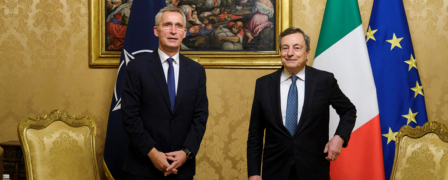 Continuity and novelties in Italy’s outlook on NATO’s Strategic Concept. NATO Secretary General Jens Stoltenberg meets with Prime Minister of Italy Mario Draghi as part of a two day-working visit in Rome. Photo: NATO (CC BY-NC-ND 2.0).