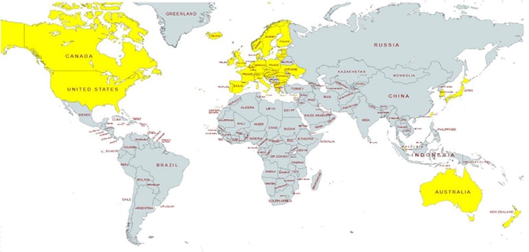 figure 5 Countries that have imposed economic sanctions on Russia