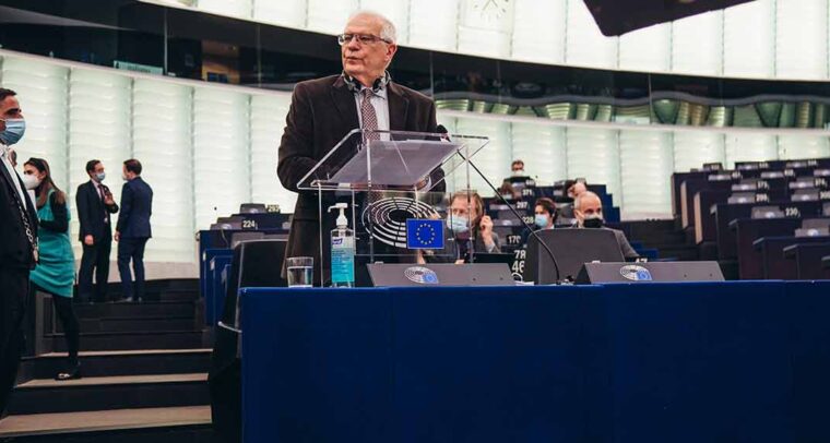 Josep Borrell at podium