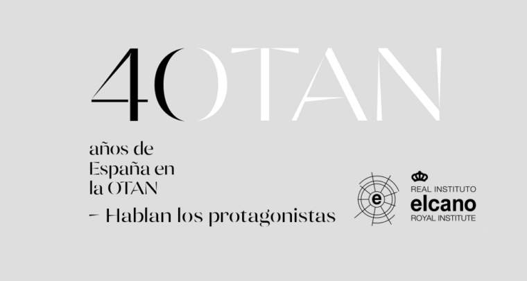 Portada del libro "40 años de España en la OTAN. Hablan los protagonistas". Real Instituto Elcano