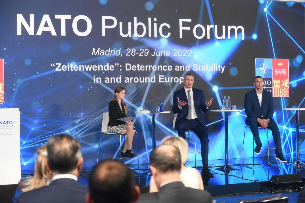 Lili Bayer, Vitaliy Klitschko and Wladimir Klitschko. 2022 NATO Public Forum