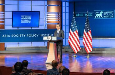 Antony J. Blinken durante su discurso sobre la política de la Administración Biden hacia China