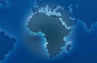 Mapa del mundo con África destacada