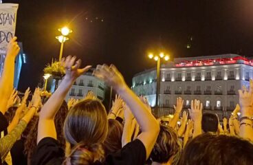 Manifestación en la Puerta del Sol, Madrid, en contra de la violencia de género y los asesinatos de mujeres. 11 de junio 2021
