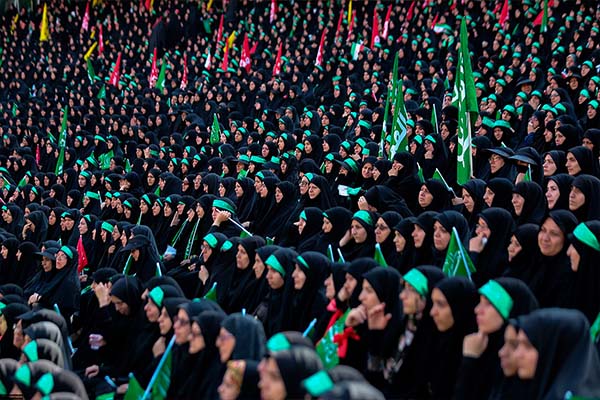 Mujeres iraníes en la Gran Conferencia de miembros Basij en el estadio Azadi (9/10/2018)