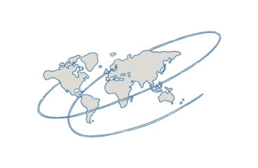 Image of the workshop 'Geopolitical pathways for the energy transition'. Hand-drawn world map in grey with a blue spiral.