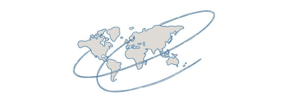Imagen de las jornadas "Sendas geopolíticas de la transición energética". Mapamundi en gris trazado a mano con una espiral en azul