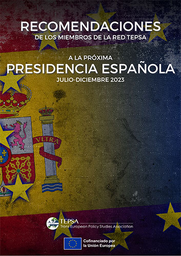 Portada de la publicación Recomendaciones de los miembros de la red TEPSA a la próxima Presidencia Española