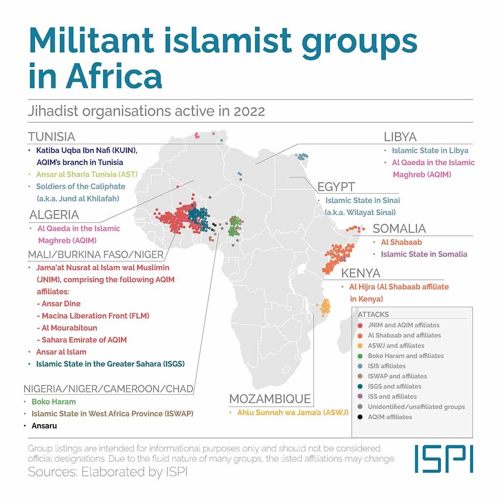 Figure. Militant islamist groups in Africa. Source: Elaborated by ISPI