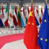 Flags of the European Union and China at the European Council from the cover of the ETNC report titled ‘From a China strategy to no strategy at all’