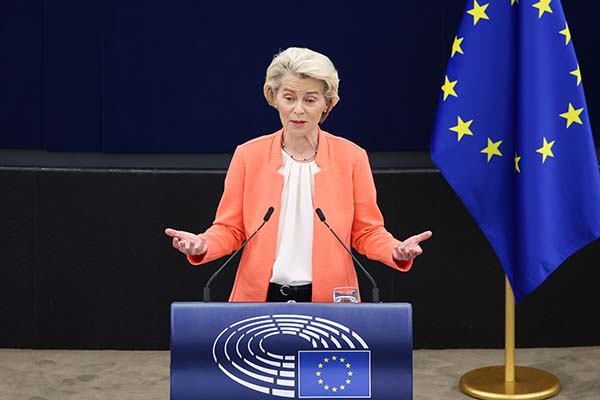 Ursula von de Leyen durante su discurso sobre el Estado de la Unión ante el Parlamento Europeo (13/09/2023)