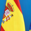 Detail of the Spanish and European Union flags during the inauguration of the decoration of the Spanish Presidency of the Council of the EU on 4 July 2023 in Brussels. European Policy
