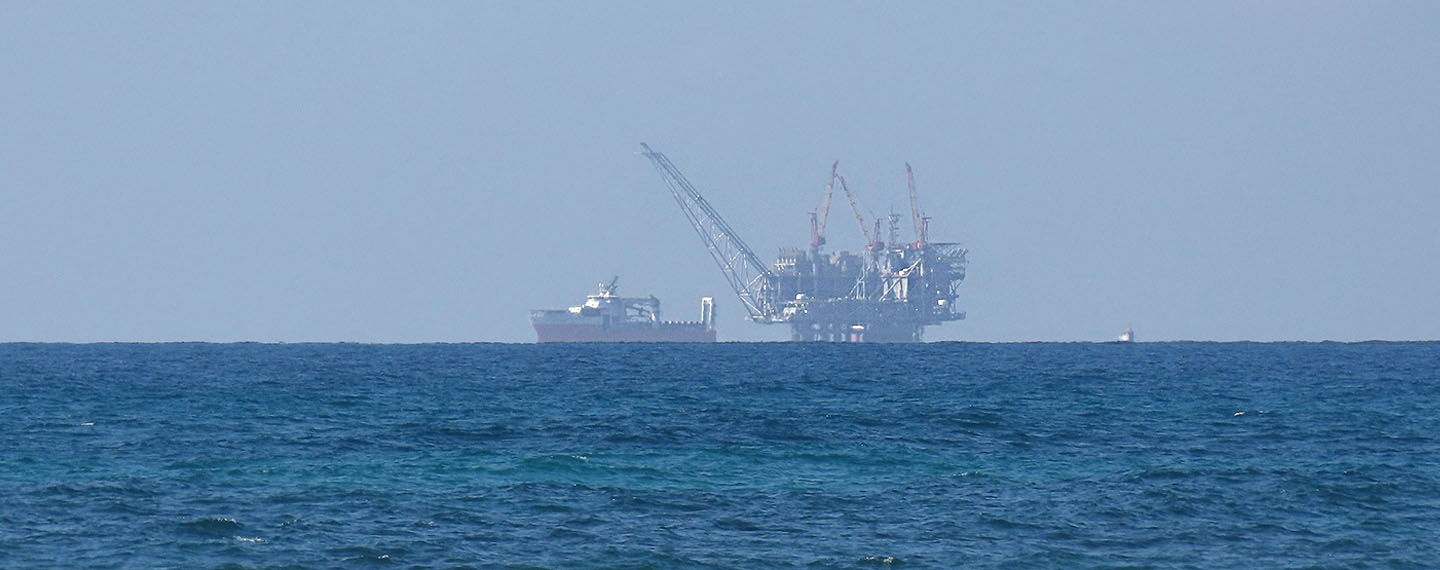 Plataforma de producción en el yacimiento de gas Leviatán en las costas de Israel.
