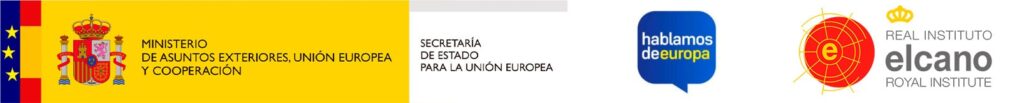 A collage with the logos of Spanish MAEUEC’s State Secretariat for the European Union, ‘Hablamos de Europa’ and the Elcano Royal Institute.