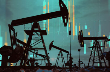 Instalaciones extractivas de petróleo sobre gráficos.