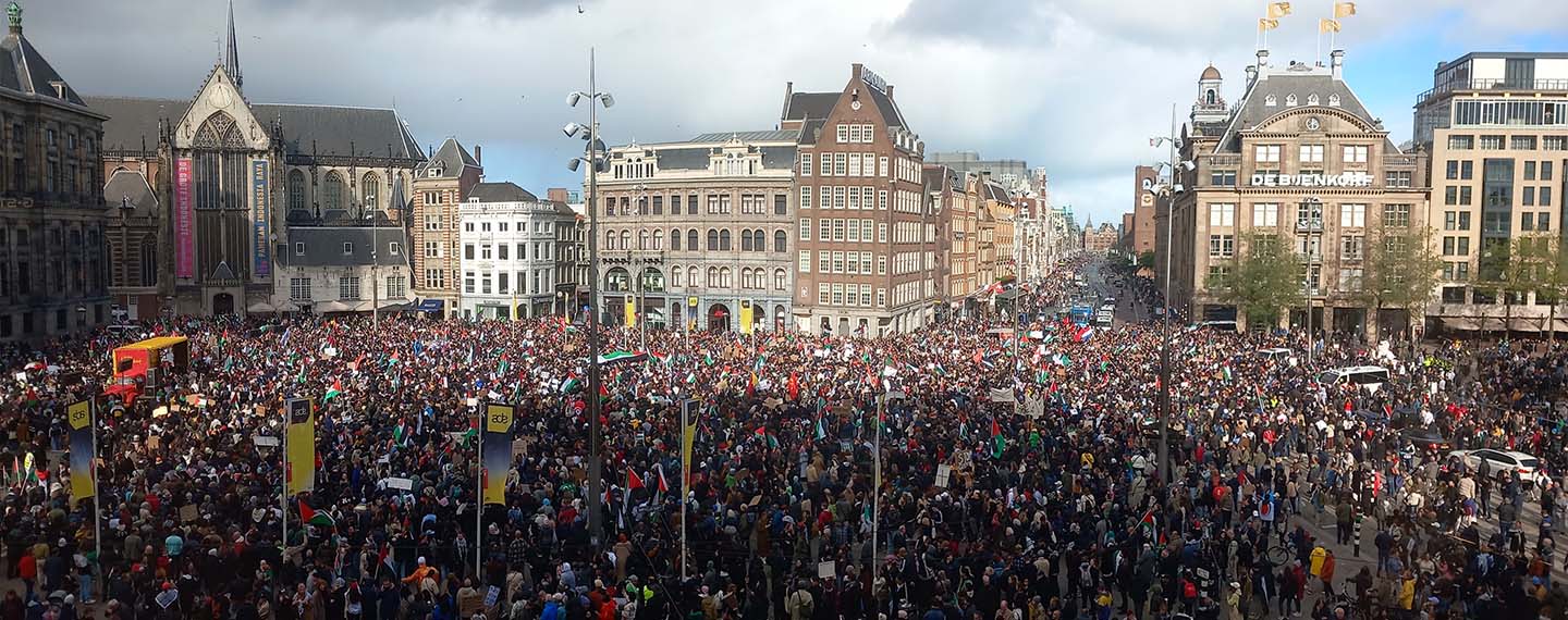 Manifestación en Ámsterdam contra la guerra entre Hamás e Israel, 15 de octubre de 2023.