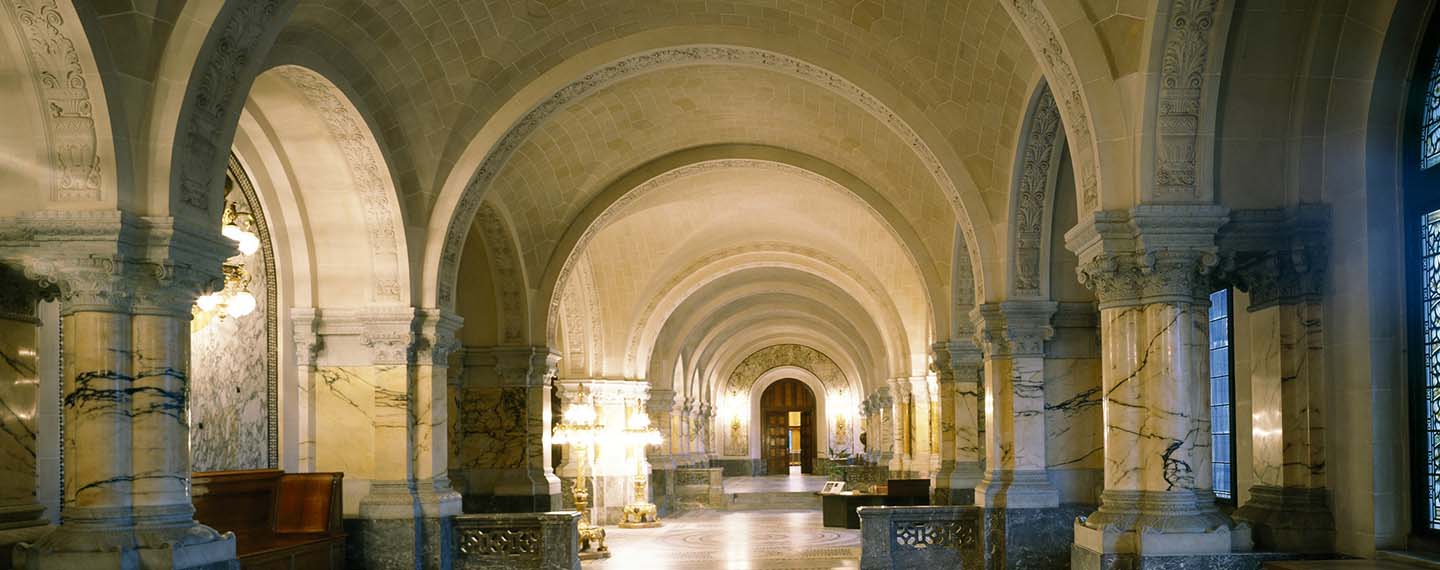 An interior shot of the Peace Palace, the seat of the International Court of Justice, the principal judicial body of the United Nation. Israeli-Palestinian conflict