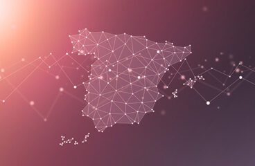 Mapa geométrico de España con una red de polígonos