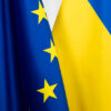 Flags of the European Union (on the left) and Ukraine (on the right)