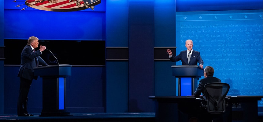 Elecciones de EEUU en 2020. Primer debate presidencial entre Donald Trump y Joe Biden.