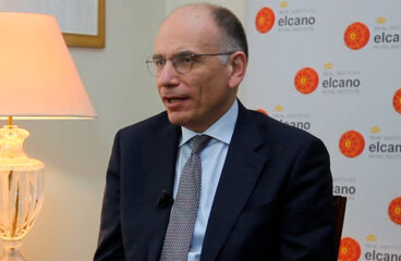 Enrico Letta, presidente del Instituto Jacques Delors, durante la entrevista sobre su informe ‘’Much More Than a Market’’.