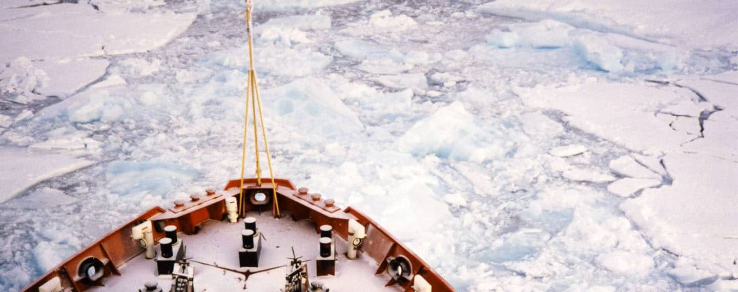 : Icebreaker Des Groseilliers in the Arctic Ocean, 1997.