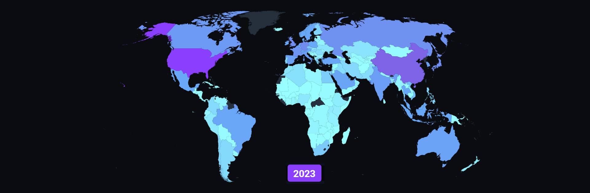 Mapa del mundo según el Índice Elcano de Presencial Global 2023