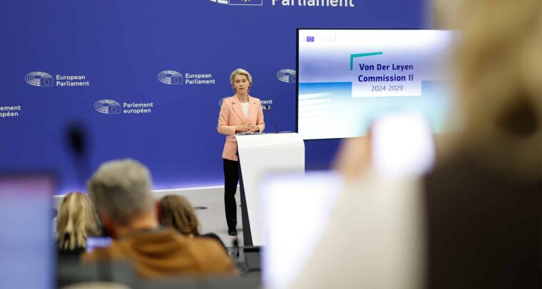 Ursula von der Leyen at the press conference on the proposed structure and portfolios for the College of Commissioners. Vice-Presidency