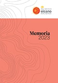 Portada de la Memoria de Actividades del Real Instituto Elcano 2023