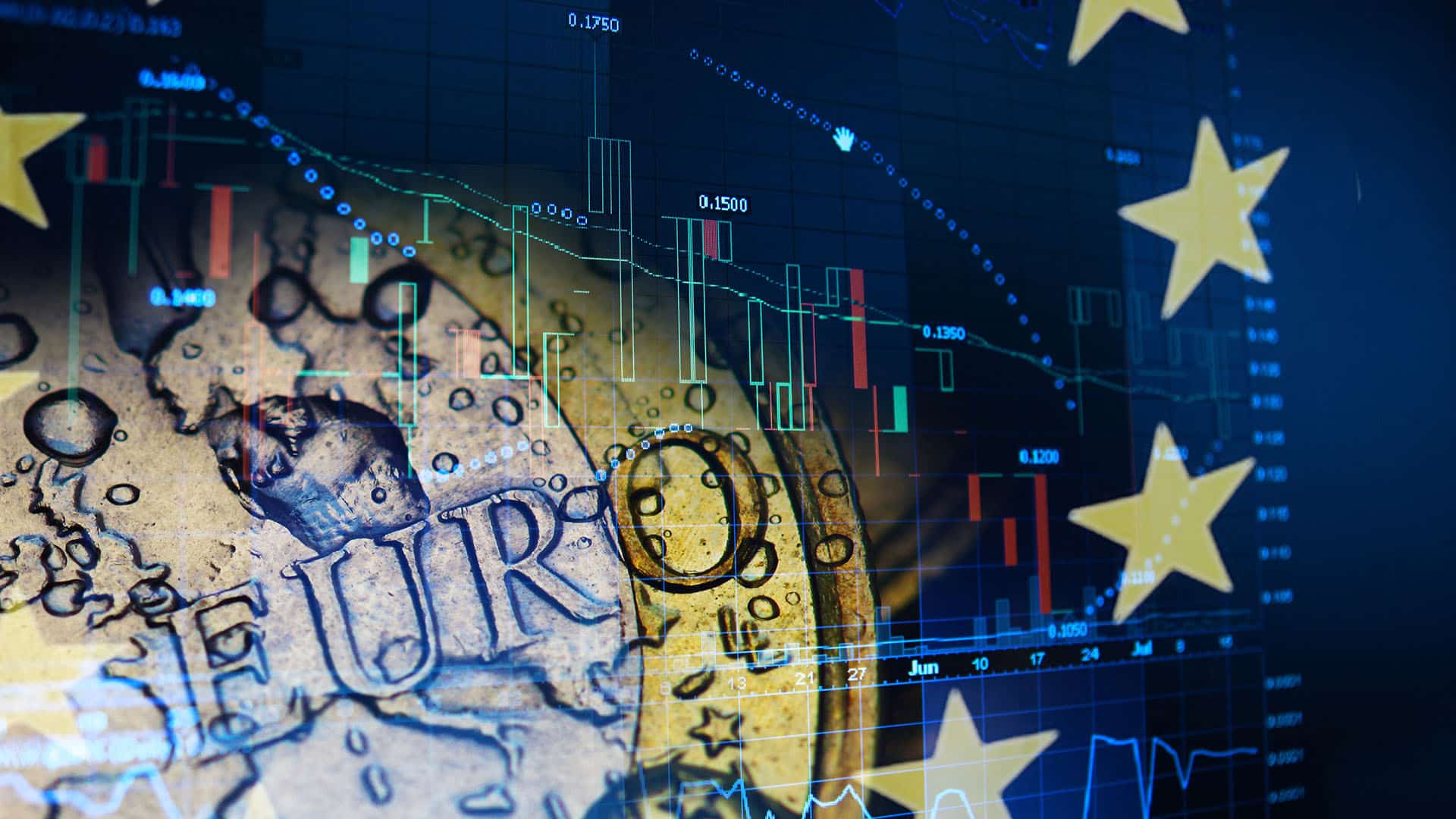 Superposición de elementos relacionados con la economía e inversión europeas. Laboratorio Europeo de Competitividad