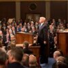 President Donald Trump delivering his first State of the Union address at the United States Capitol (Washington), on 30 January 2018. Trump