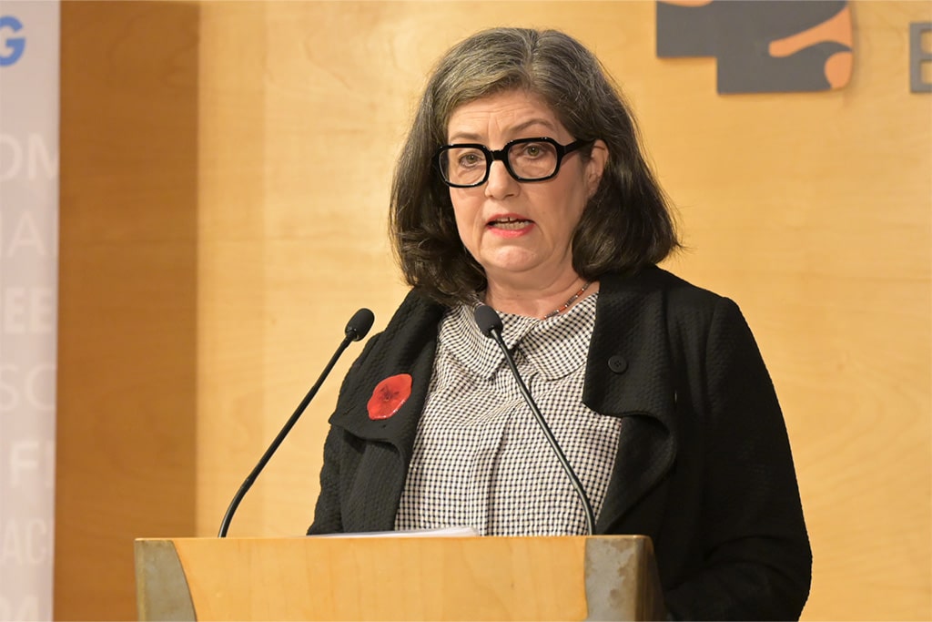 Luise Rürup en la mesa redonda ‘‘Elecciones en Alemania: ¿cuánto nos jugamos?’’. Foto: © Real Instituto Elcano.