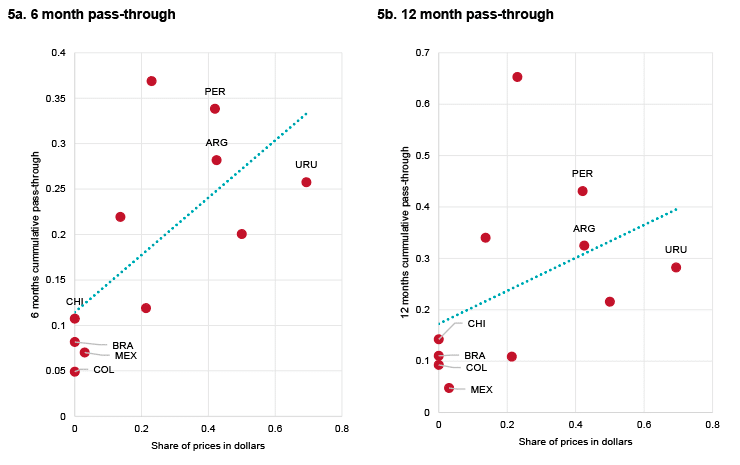 Figure 5. Price dollarisation and exchange rate pass-through to inflation