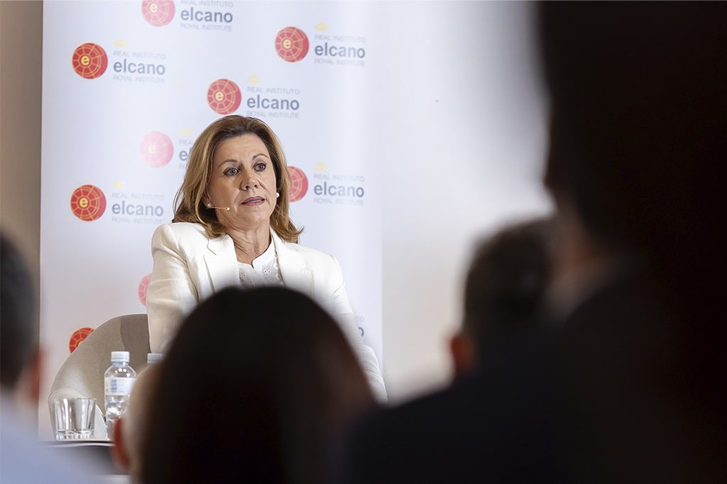 María Dolores de Cospedal at the presentation of the Elcano Policy Paper: ‘The defence dilemma: can Spain ride Europe’s defence revival?’. Photos: © Elcano Royal Institute