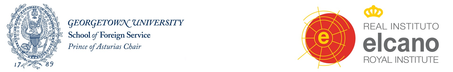 Logos de Georgetown University y Real Instituto Elcano.