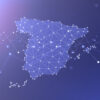Mapa geométrico de España con una red de polígonos.
